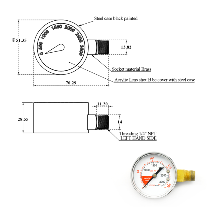 CO2 Regulator Replacement Gauge – Right Hand - Image 4