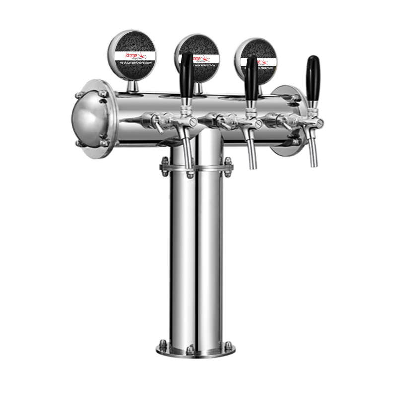 T Style Tower with 3 Flow Control Taps - SS Polished - Glycol Recirculation Loop - C1213 - Image 2
