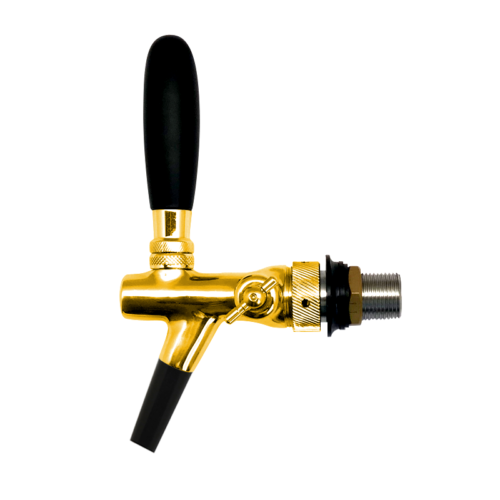 Flow Control Gold Plated 100% Stainless Steel Tap with ABS Spout - 35mm Shank & 7mm Bore