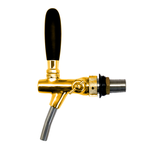 Flow Control Gold Plated 100% Stainless Steel Tap with SS Spout - 55mm Shank & 10mm Bore