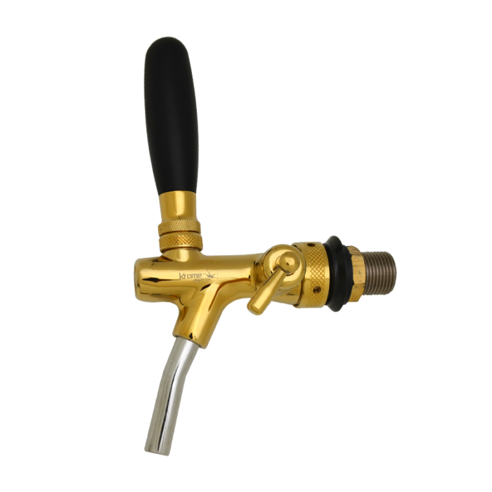 Flow Control Gold Plated Brass Tap with SS Spout - 35mm Shank and 10mm Bore