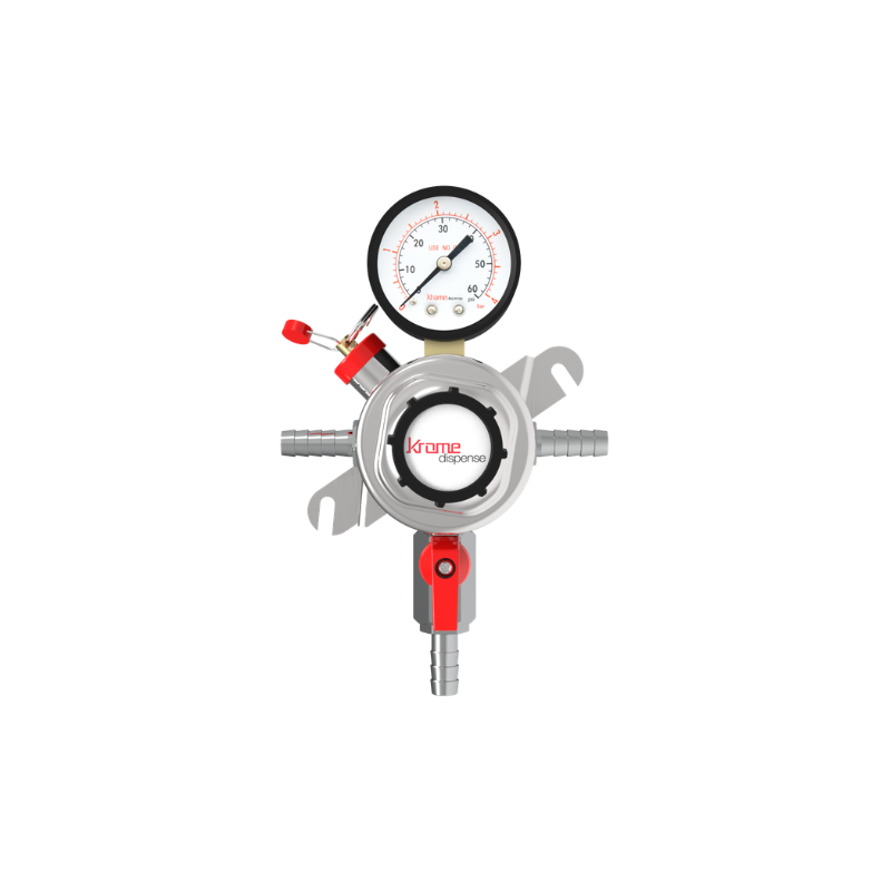 Precision Plus – Secondary CO2 Regulator with Gauge – 0–60 PSI – PRV 55–65 PSI – 5/16″ Barb Outlet