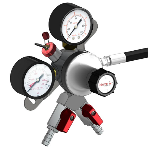 Precision Plus - Primary CO2 Regulator Wall Mount with Dual Gauge - 0-60 PSI - PRV - 55-65 PSI - 3/8" 2 Outlet – CGA320 - Image 2