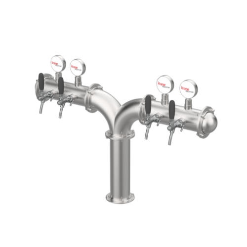 4 Tap Wing Style Bridge Tower Brushed Stainless