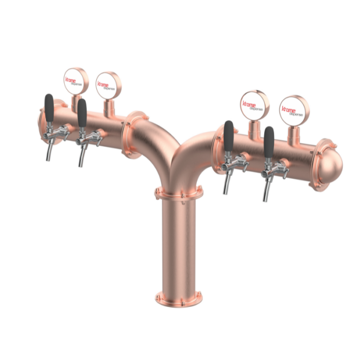 4 Tap Wing Style Bridge Tower Brushed Copper