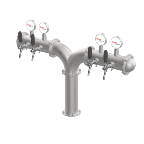 4 Tap Wing Style Bridge Tower Satin Stainless