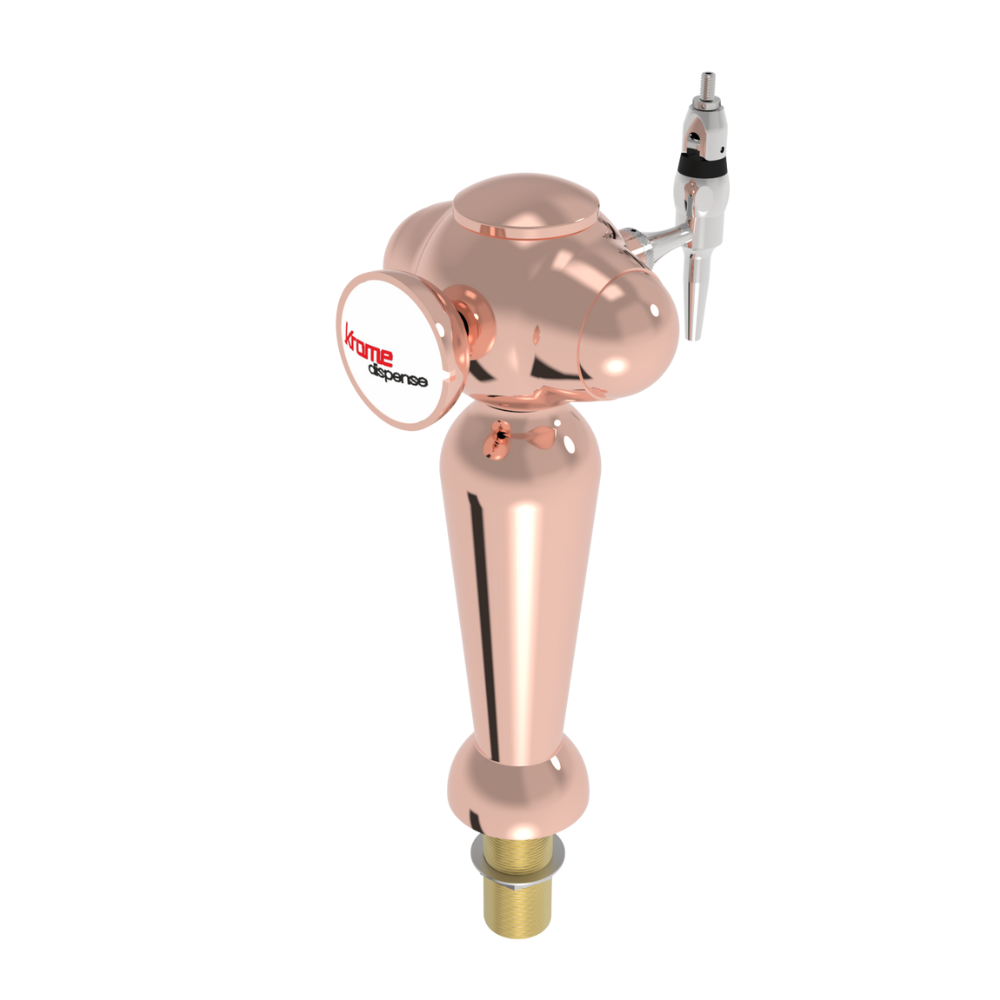 Krome Inspire series - 1 Tap - Polished Copper Illuminated Draft Beer Tower with Pull-Down Tap & Glycol Recirculation Loop